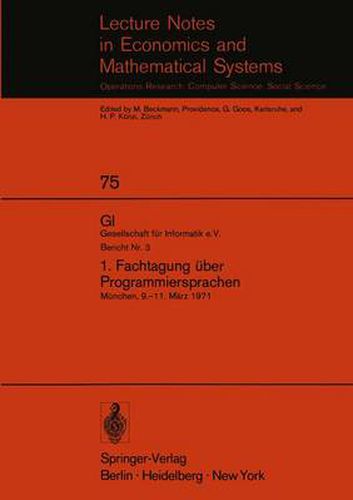 Cover image for 1. Fachtagung Uber Programmiersprachen