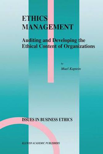 Cover image for Ethics Management: Auditing and Developing the Ethical Content of Organizations