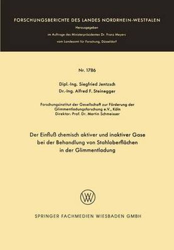 Cover image for Der Einfluss Chemisch Aktiver Und Inaktiver Gase Bei Der Behandlung Von Stahloberflachen in Der Glimmentladung