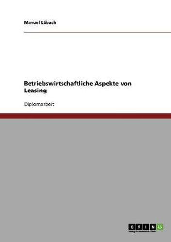 Cover image for Betriebswirtschaftliche Aspekte von Leasing