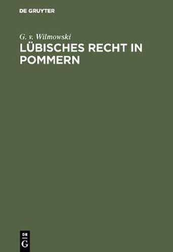 Cover image for Lubisches Recht in Pommern