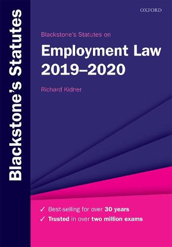 Cover image for Blackstone's Statutes on Employment Law 2019-2020