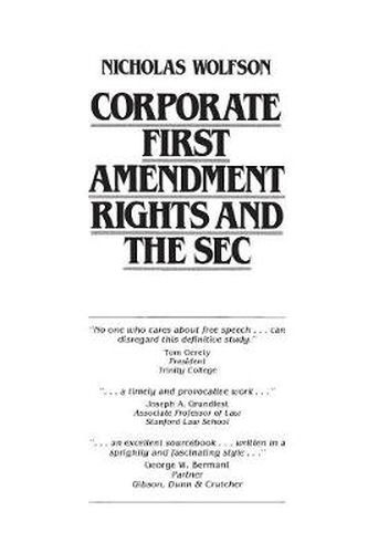 Cover image for Corporate First Amendment Rights and the SEC