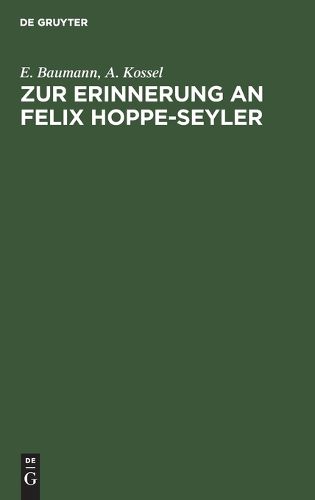 Cover image for Zur Erinnerung an Felix Hoppe-Seyler