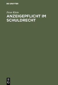 Cover image for Anzeigepflicht im Schuldrecht