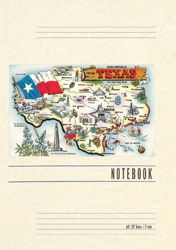 Cover image for Vintage Lined Notebook Greetings from San Angelo, Texas, the Lone Star State, Map