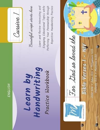 Cover image for Handwriting Practice Workbook - Bible Verses 1 - NIV - Cursive, Level 1