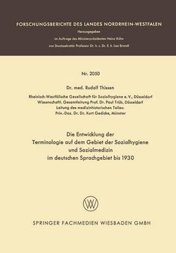 Cover image for Die Entwicklung Der Terminologie Auf Dem Gebiet Der Sozialhygiene Und Sozialmedizin Im Deutschen Sprachgebiet Bis 1930