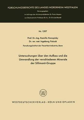 Cover image for Untersuchungen UEber Den Aufbau Und Die Umwandlung Der Verschiedenen Minerale Der Sillimanit-Gruppe