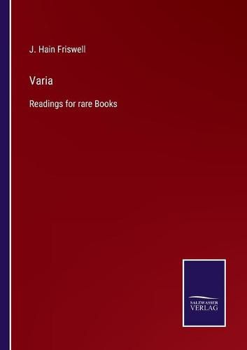 Cover image for Varia: Readings for rare Books