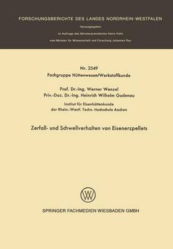 Cover image for Zerfall- Und Schwellverhalten Von Eisenerzpellets