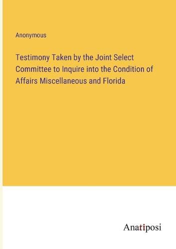 Cover image for Testimony Taken by the Joint Select Committee to Inquire into the Condition of Affairs Miscellaneous and Florida