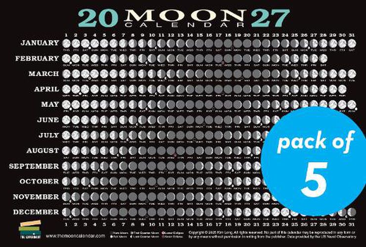 Cover image for 2027 Moon Calendar Card (5 pack)