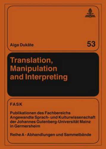 Cover image for Translation, Manipulation and Interpreting