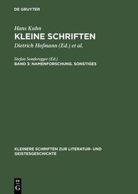 Cover image for Kleine Schriften, Band 3, Namenforschung. Sonstiges