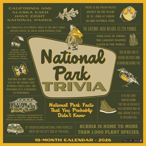Cover image for National Park Trivia 2026 12 X 12 Wall Calendar