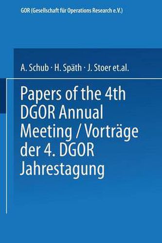 Cover image for Vortrage der Jahrestagung 1974 DGOR Papers of the Annual Meeting