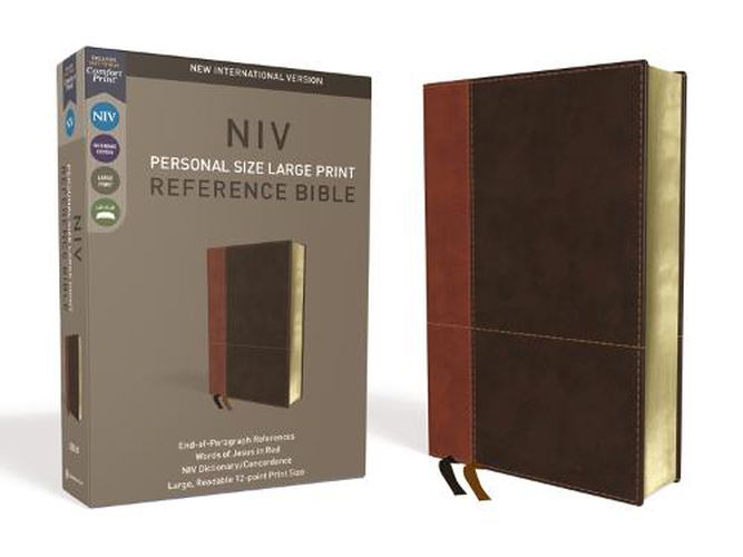 Cover image for NIV, Personal Size Reference Bible, Large Print, Leathersoft, Tan/Brown, Red Letter, Comfort Print