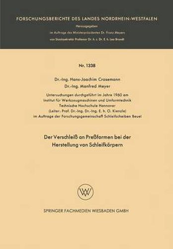 Cover image for Der Verschleiss an Pressformen Bei Der Herstellung Von Schleifkoerpern