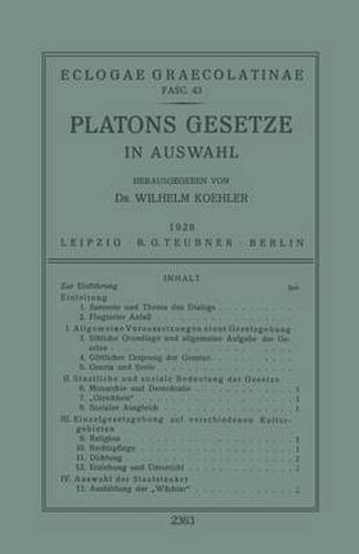 Cover image for Platons Gesetze: In Auswahl