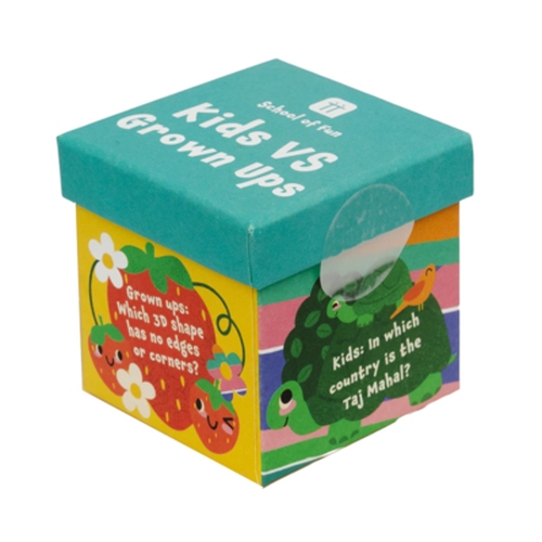 Cover image for Kids Vs Grown Ups Quiz - School of Fun Kids Trivia & Games (Talking Tables)