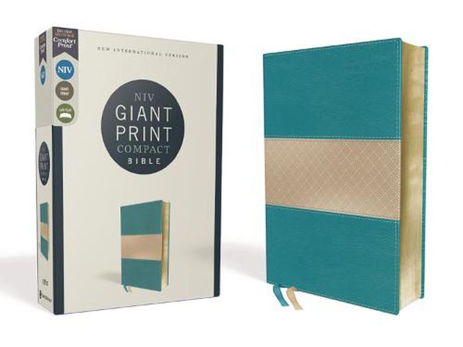 Cover image for NIV, Giant Print Compact Bible, Leathersoft, Teal, Red Letter, Comfort Print