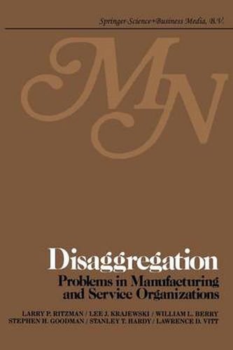 Cover image for Disaggregation: Problems in manufacturing and service organizations