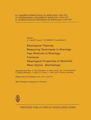 Rheological Theories * Measuring Techniques in Rheology Test Methods in Rheology * Fractures Rheological Properties of Materials * Rheo-Optics * Biorheology