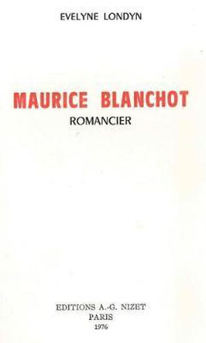 Maurice Blanchot Romancier