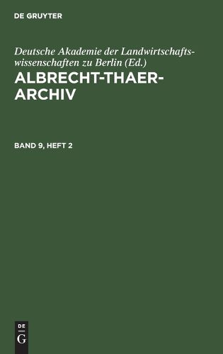 Cover image for Albrecht-Thaer-Archiv