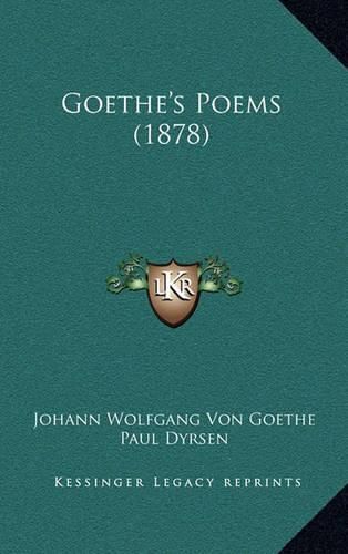 Cover image for Goethe's Poems (1878)