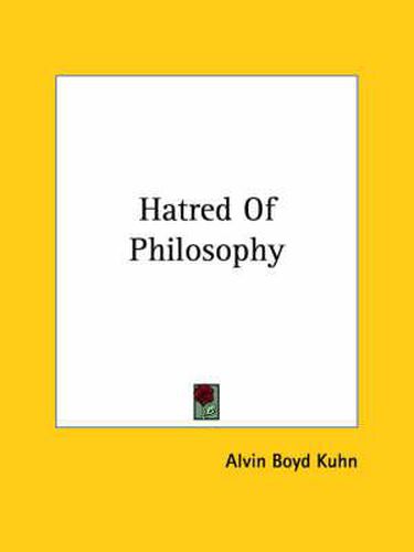 Cover image for Hatred of Philosophy