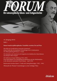 Cover image for Forum fur osteuropaische Ideen- und Zeitgeschich - Simon Frank als philosophischer Vermittler zwischen Ost und West