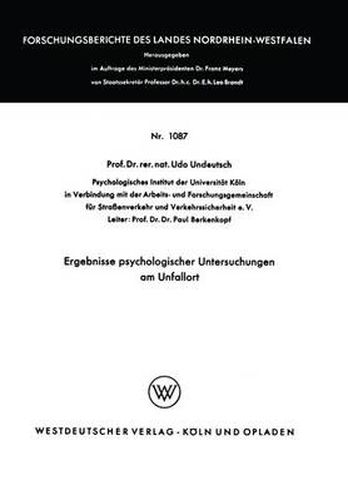 Cover image for Ergebnisse Psychologischer Untersuchungen Am Unfallort