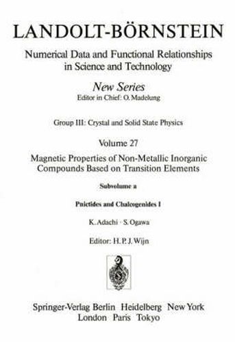 Cover image for Pnictides and Chalcogenides I / Pnictide und Chalkogenide I