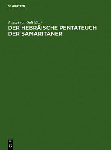 Cover image for Der hebraische Pentateuch der Samaritaner