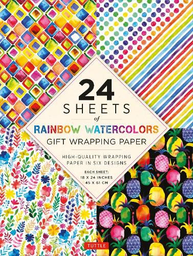 Cover image for Rainbow Watercolors Gift Wrapping Paper - 24 sheets: 18 x 24  (45 x 61 cm) Wrapping Paper