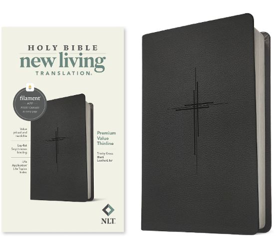 Cover image for NLT Premium Value Thinline Bible, Filament-Enabled Edition (Leatherlike, Trinity Cross Black)