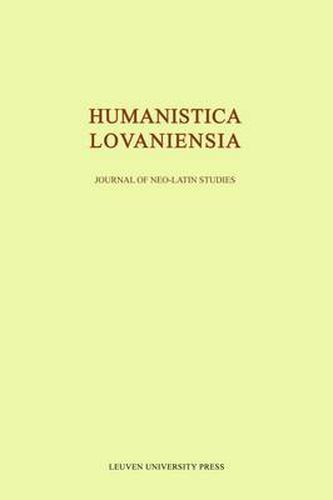 Cover image for Humanistica Lovaniensia: Journal of Neo-Latin Studies