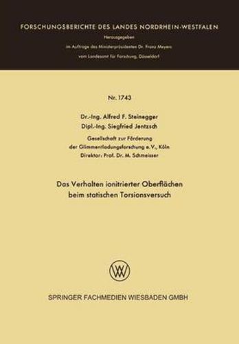 Cover image for Das Verhalten Ionitrierter Oberflachen Beim Statischen Torsionsversuch