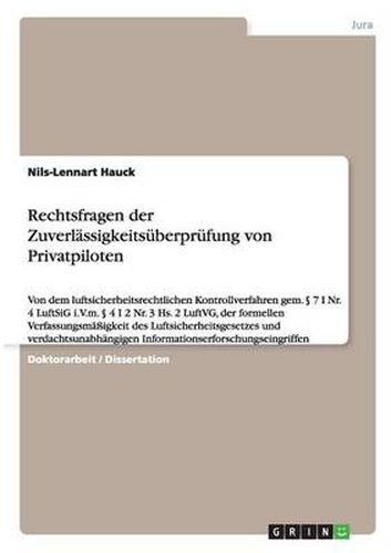 Cover image for Rechtsfragen der Zuverlassigkeitsuberprufung von Privatpiloten
