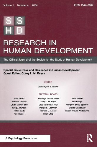 Cover image for Risk and Resilience in Human Development: A Special Issue of Research in Human Development