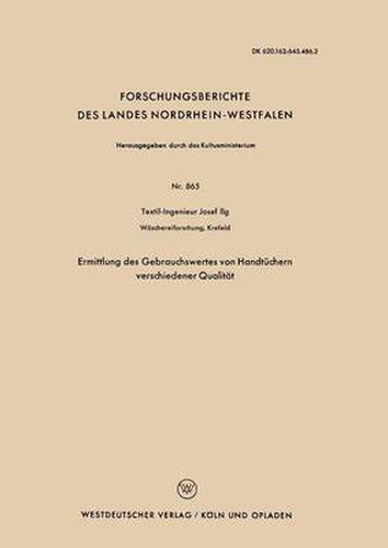 Cover image for Ermittlung Des Gebrauchswertes Von Handtuchern Verschiedener Qualitat