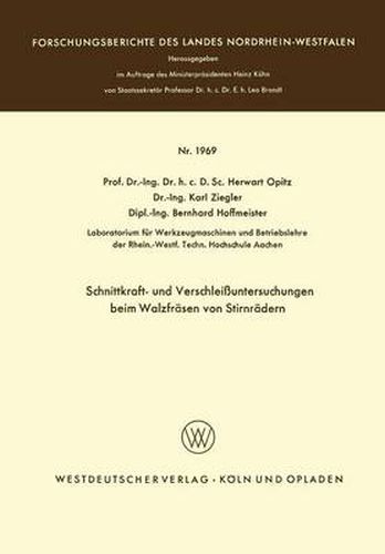 Cover image for Schnittkraft- Und Verschleissuntersuchungen Beim Walzfrasen Von Stirnradern