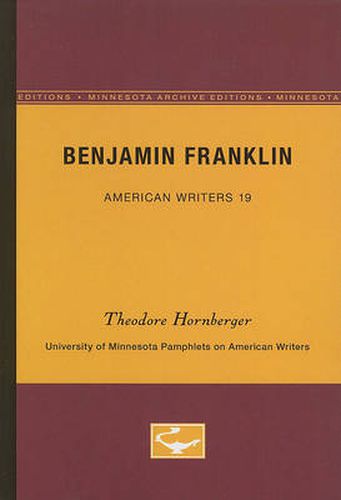 Cover image for Benjamin Franklin - American Writers 19: University of Minnesota Pamphlets on American Writers