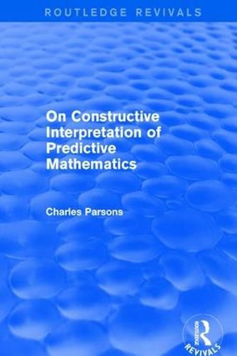 Cover image for On Constructive Interpretation of Predictive Mathematics (1990)