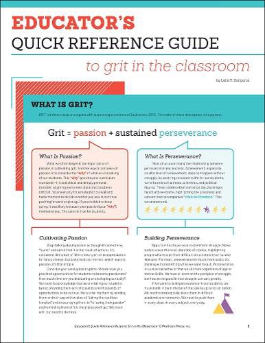 Cover image for Educator's Quick Reference Guide to Grit in the Classroom