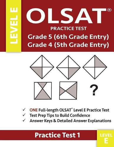 Cover image for Olsat Practice Test Grade 5 (6th Grade Entry) & Grade 4 (5th Grade Entry)-Level E-Test 1