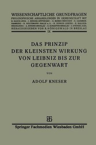 Cover image for Das Prinzip Der Kleinsten Wirkung Von Leibniz Bis Zur Gegenwart