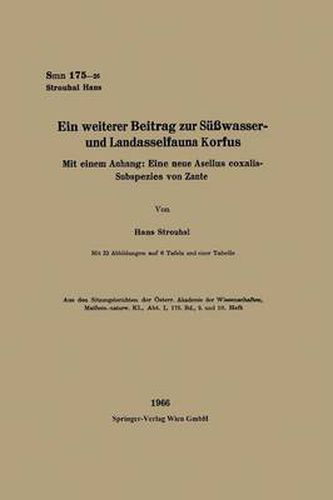 Cover image for Ein Weiterer Beitrag Zur Susswasser- Und Landasselfauna Korfus: Mit Einem Anhang: Eine Neue Asellus Coxalis-Subspezies Von Zante